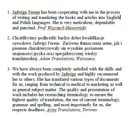 Testimonials - text